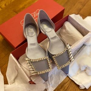 ROGER VIVIER Wings Buckle Satin D’Orsay Flats